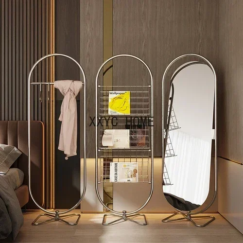 Full-Length Mirror Rotatable Floor Mirror Bedroom Hanger Antique Style the Newspaper Stand
