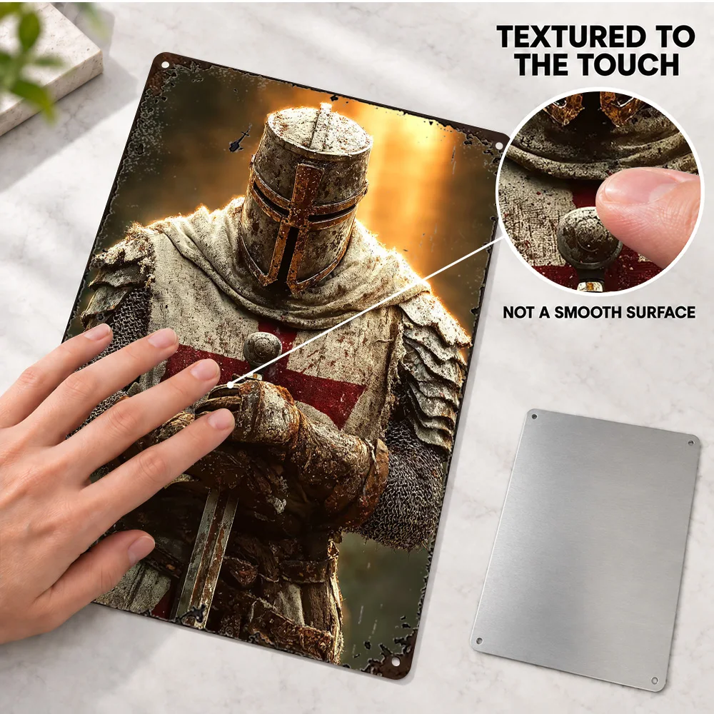Enlightened Templar History Textured Metal Poster Customized Aluminum Sign Modern Illustrative Wall Art For Study Scholar Gift