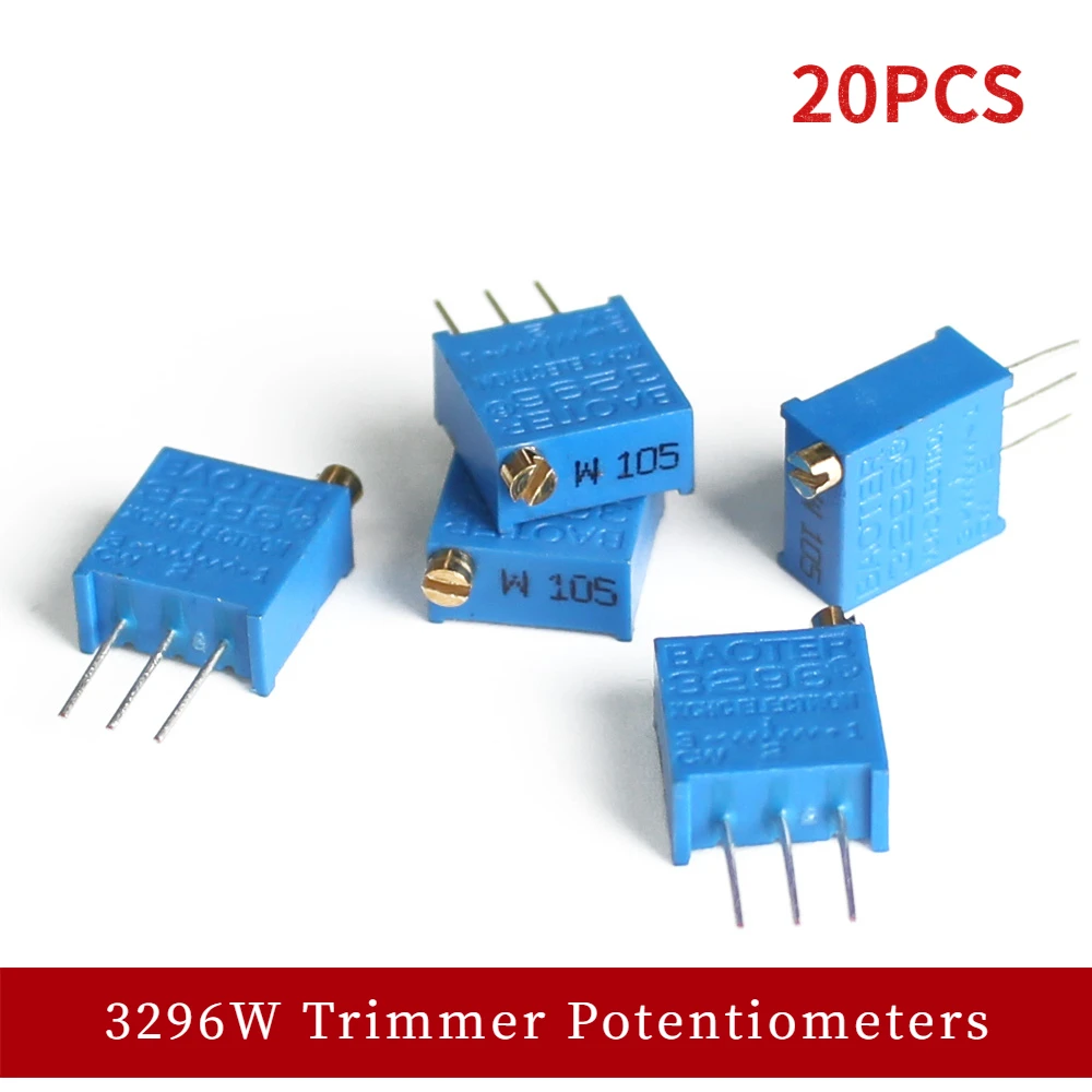 

20PCS 3296W Trimmer Potentiometer Precision Adjustable Resistance Multi-turn Potentiometers 100R 500R 1K 2K 5K 10K 20K 50K 100K