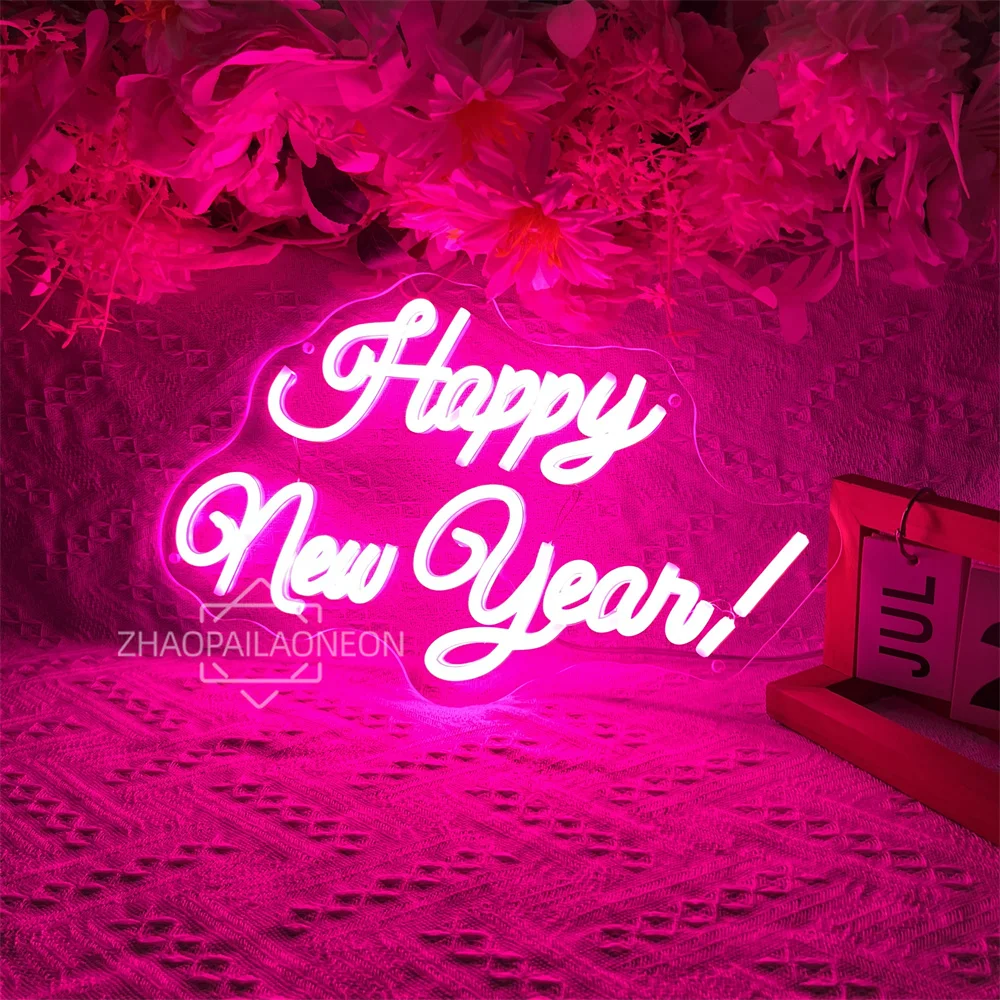 سنة جديدة سعيدة النيون علامات LED غرفة المنزل ديكور جدران حفلة عيد الميلاد أضواء النيون الديكور 2026 السنة الجديدة تخصيص الهدايا #3