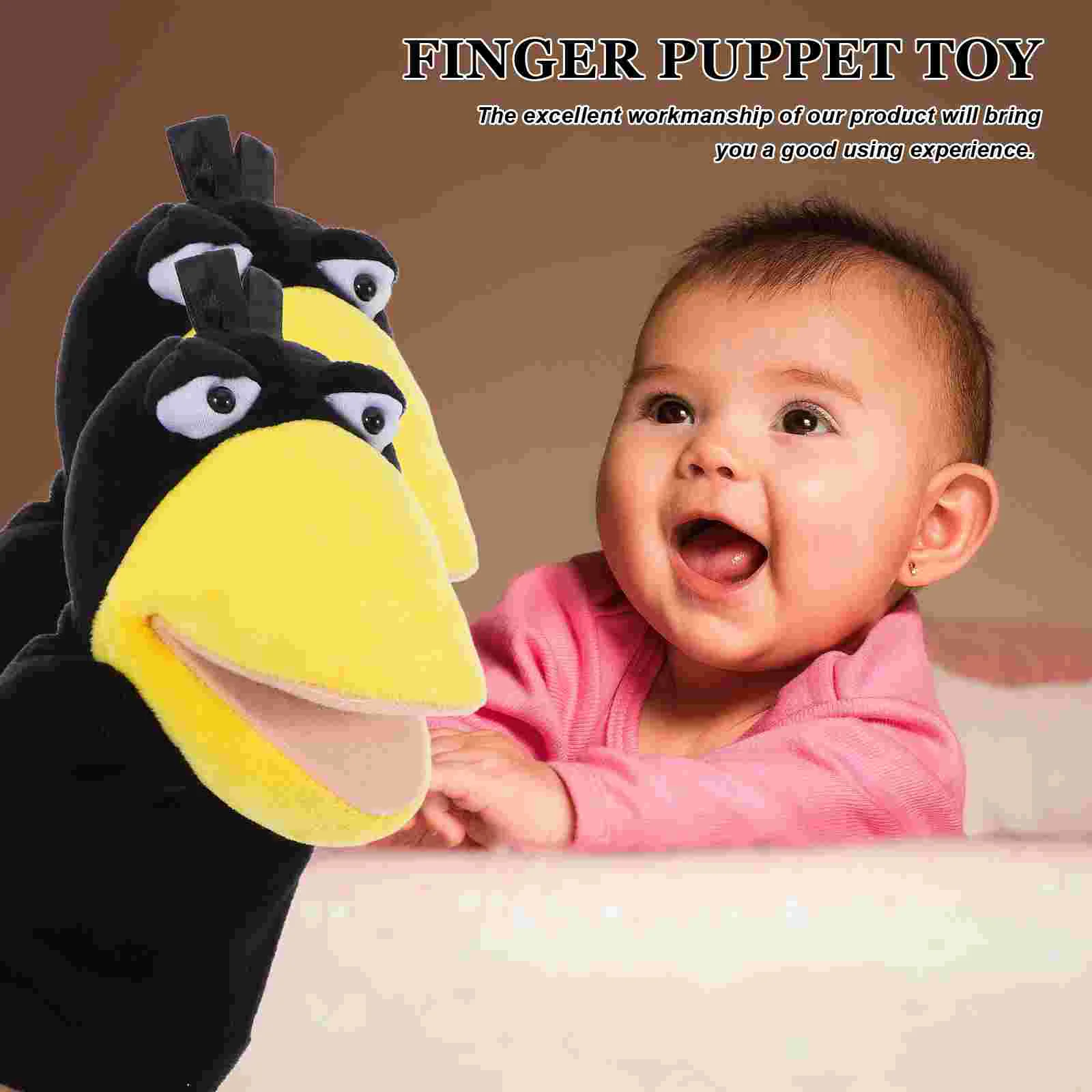 Small Stuffed Animals Crow Hand Puppet Finger Puppets Cartoon Toy Parent-child Mini