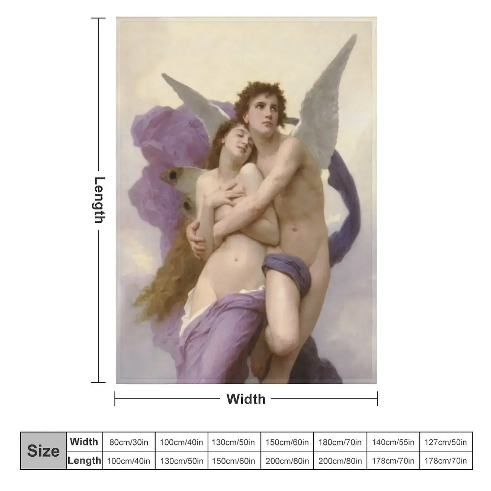 Le ravissement de Psyche angel - William Adolphe Bouguereau Throw Blanket Fashion Sofas Thin Blankets