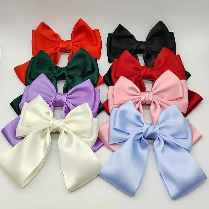 Einfarbig Bogen Band Haar Clip Neue Frauen Bowknot Barrettes Frauen Pferdeschwanz Clip Stirnband Mädchen Haar Zubehör Geschenk – Detail 2