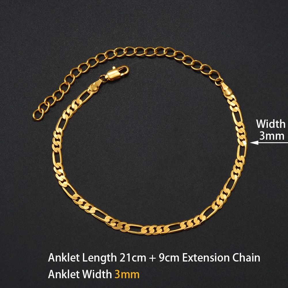 Anniyo طول 21 سنتيمتر + 9 سنتيمتر الذهب/الفضة اللون خلخال للنساء Ankleband مجوهرات سلسلة للقدم # 151916