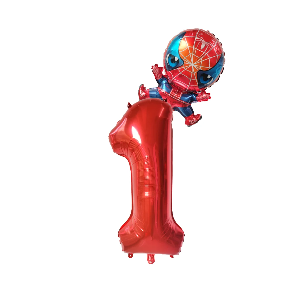 Mini ballons à chiffres de 32 pouces, 2 pièces, les Avengers, Spiderman, Hulk, 1, 2, 3, 4, 5, 6, 7, 8, super héros, décor de fête d\'anniversaire,