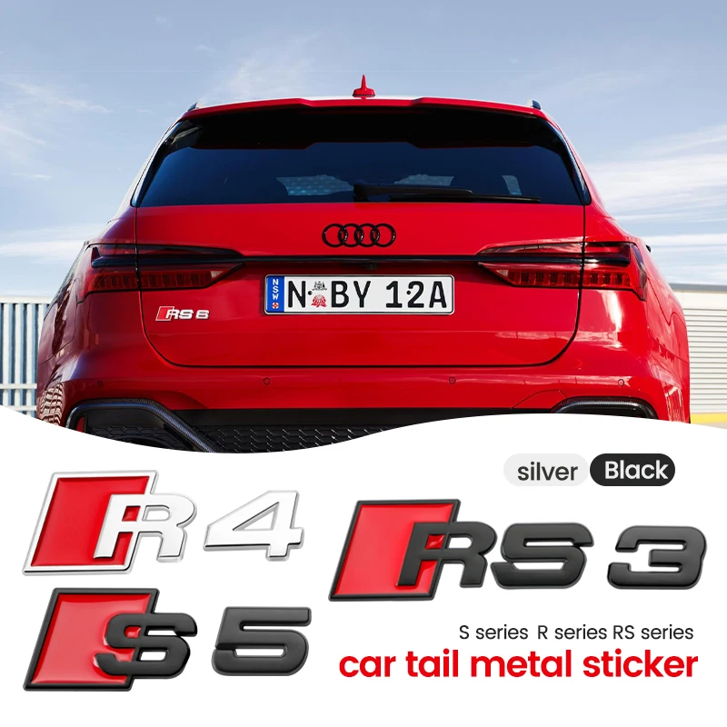 1PC 3D Metal Numbers Letters S3 S4 S5 S6 S7 S8 Emblem for Audi S series Car Fender Trunk Rear Logo Sticker Black/Silver Styling