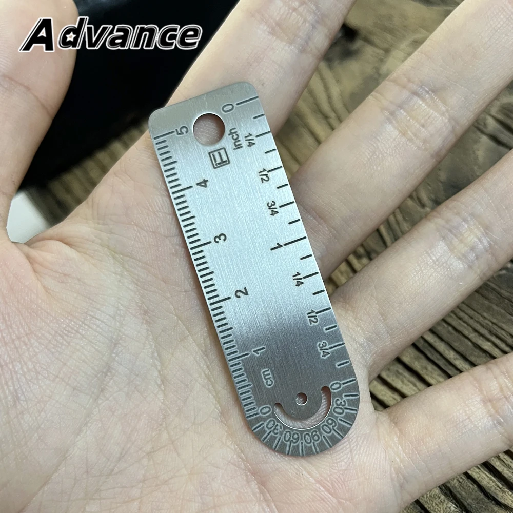 Mini Titanium Alloy Ruler Titanium Small Ruler Keychain Accessories Outdoor Tool