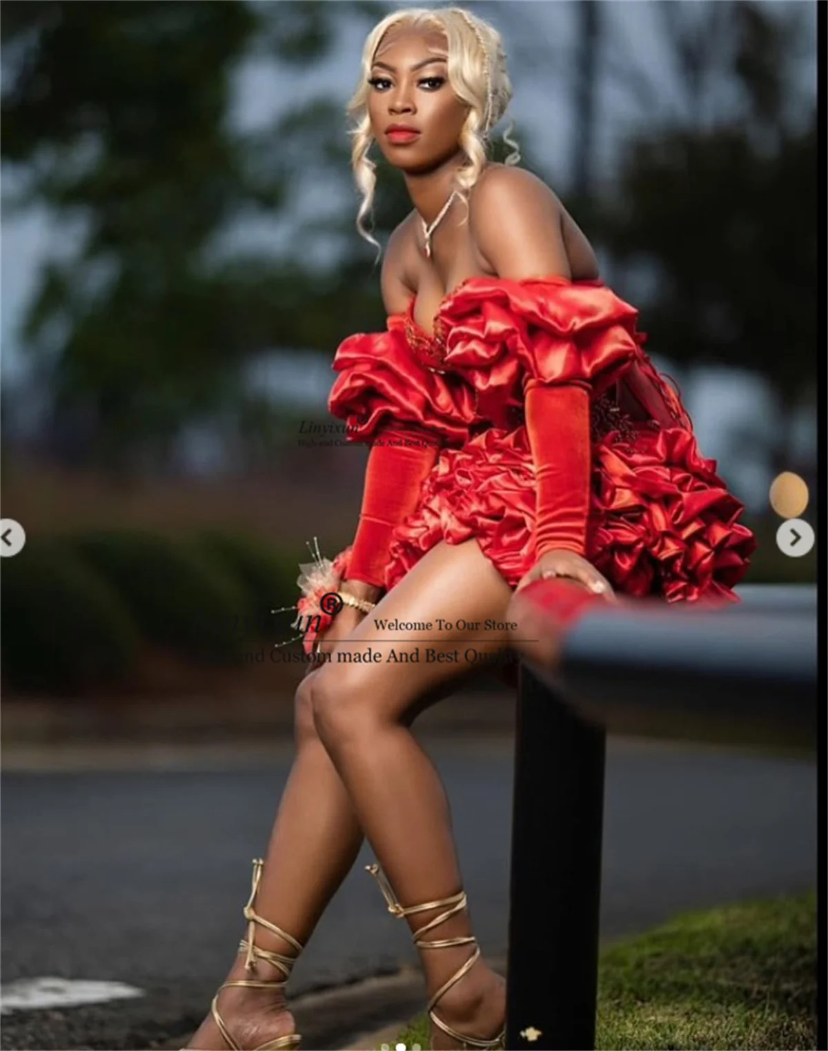 Sparkly Crystals Beaded Short Prom Dresses With Remove Sleeve Ruched Graduation Black Girls Cocktail Homecoming Dress Customized