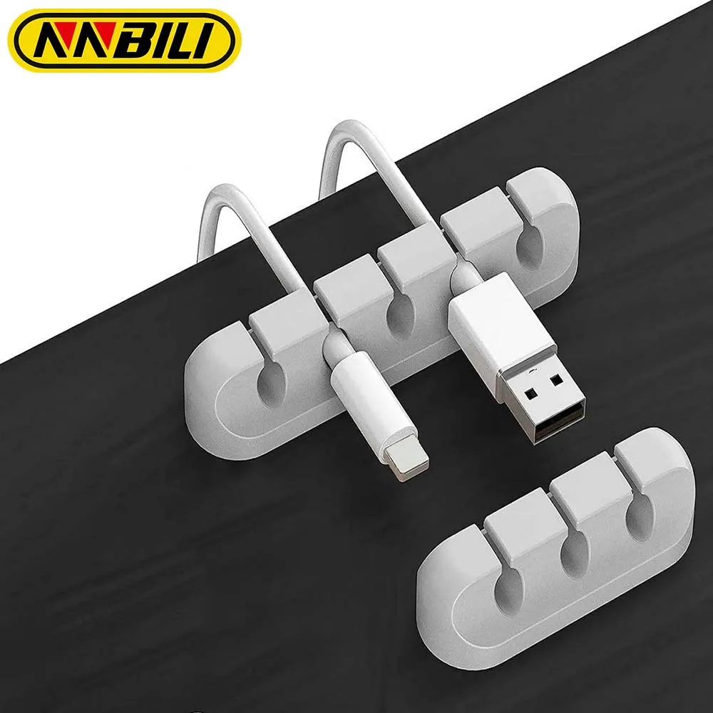 NNBILI 2Pcs Cable Holder Clips Cable Organizer Silicone Cable Winder Management Clips Self Adhesive for Mouse Keyboard Headset