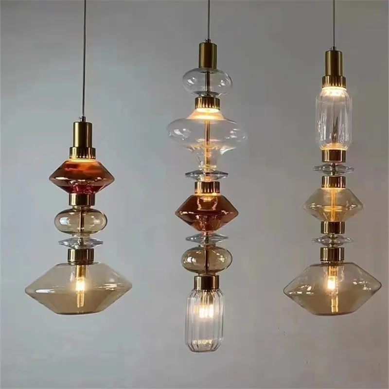 Futura Pendant Lamp LED Clear Amber glass lamp Hall Parlor kitchen island Bedside Lighting Adjustable dinning table lights