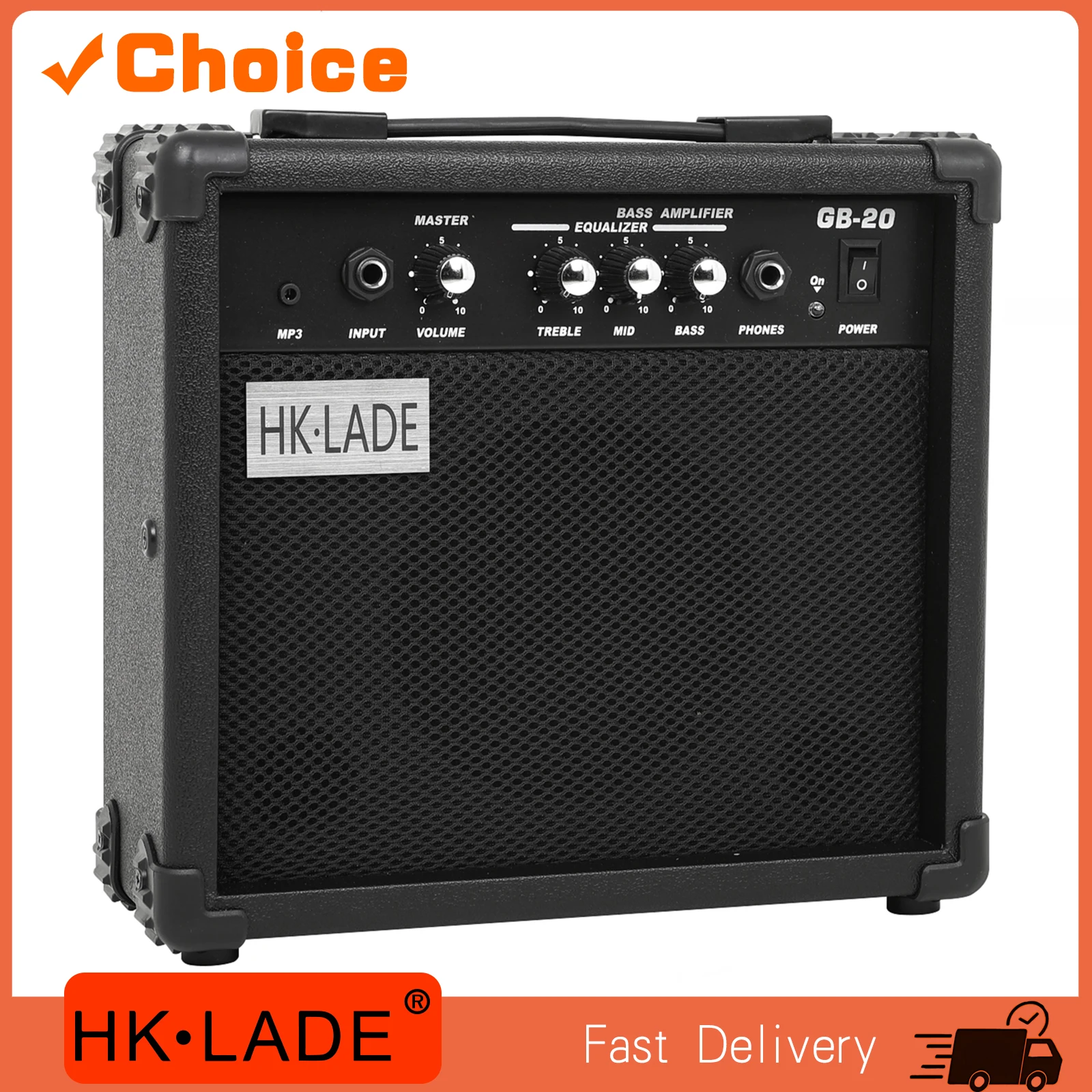 HK · LADE Speaker 20W 220V AVX Input 4 Tuning Handheld Portable Black Electric Bass Speaker Amplifier Electric Instrument Parts