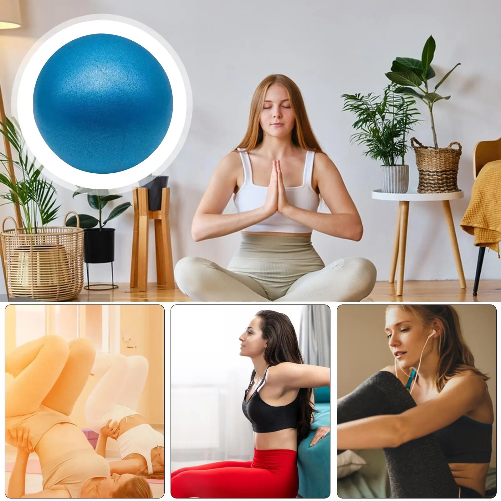 Pelota de Yoga de 15cm, Mini pelota esmerilada a prueba de explosiones para Pilates y Fitness, pelota pequeña para Yoga y cadera, pelota de paja para Fitness y Yoga