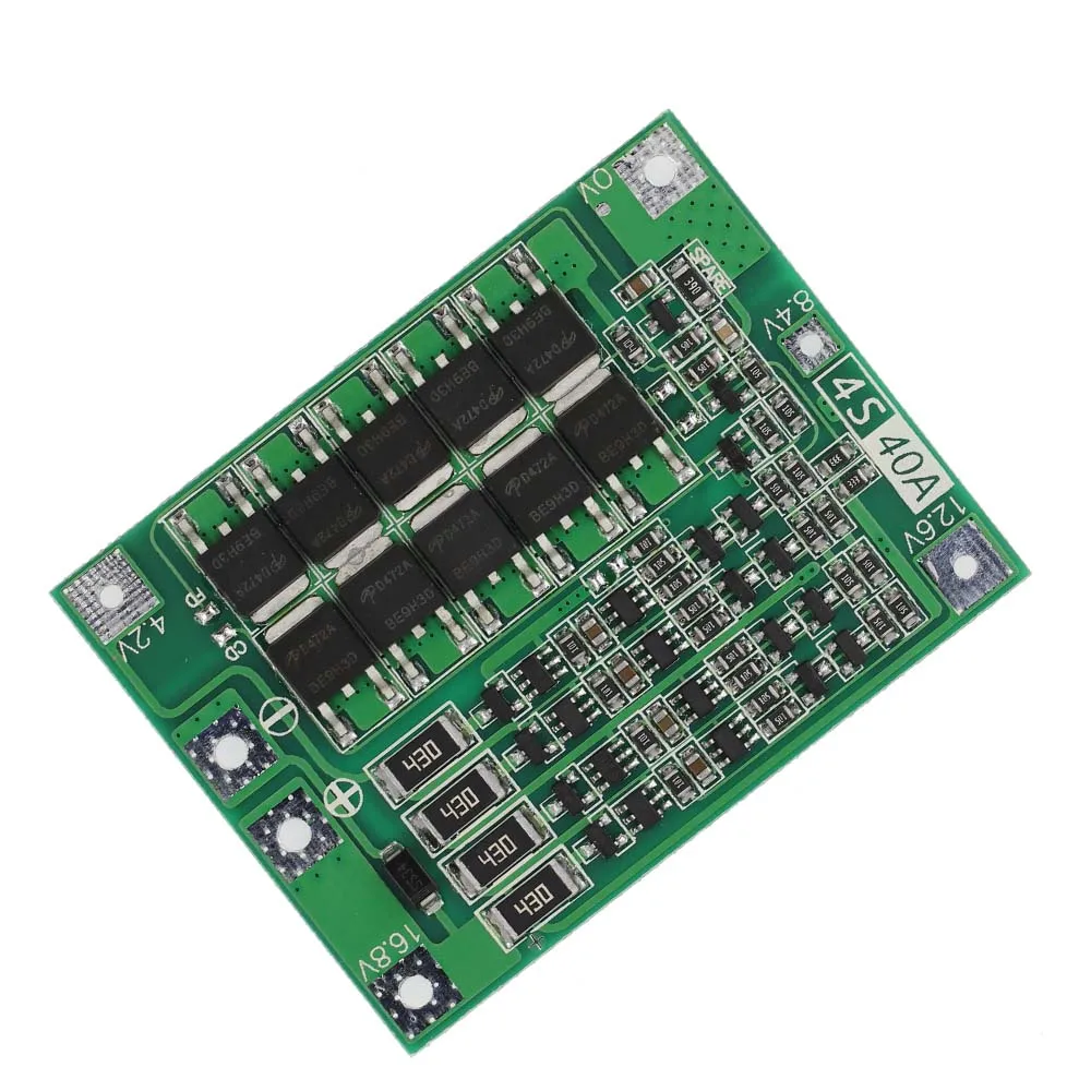 Placa de proteção balanceada para carregador de bateria de lítio, 4S 40a, 18650 bms para motor de perfuração, 11.1v 12.6v/14.8v 16.8v, placa