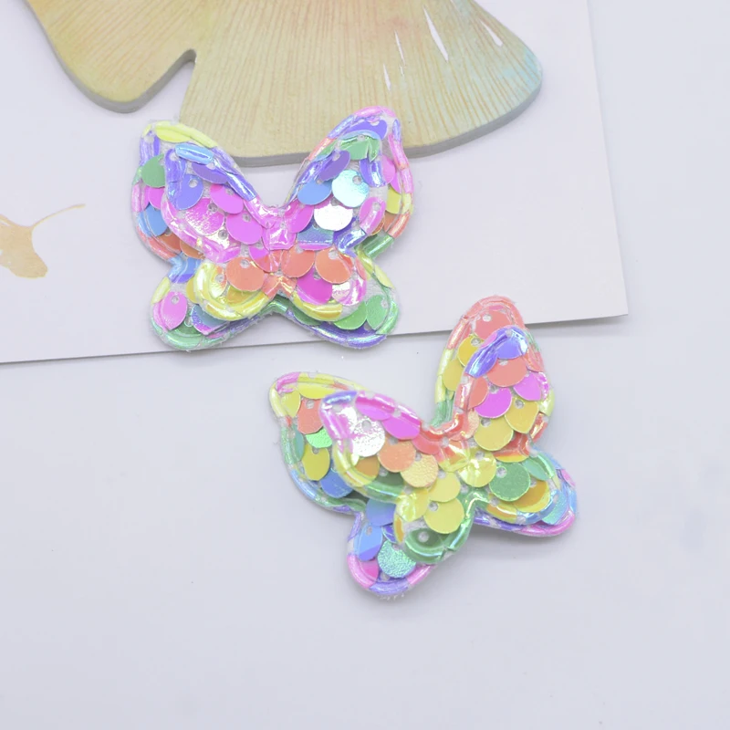 16Pcs 38*32mm Glitter Seaquins Butterfly Padded Appliques for DIY Clothes Hat Shoes Sewing Patches Headwear Hair Clips Bow Decor