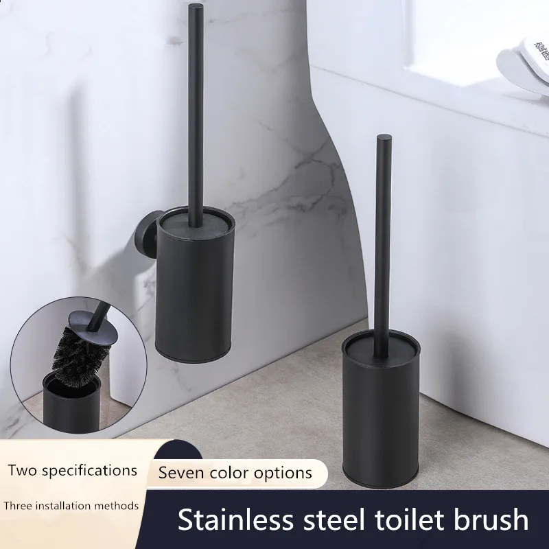 Circular type Stainless Steel Toilet Brush Bathroom Cleaning Brush Holder with Toilet Brush Wall Mount Seven color options