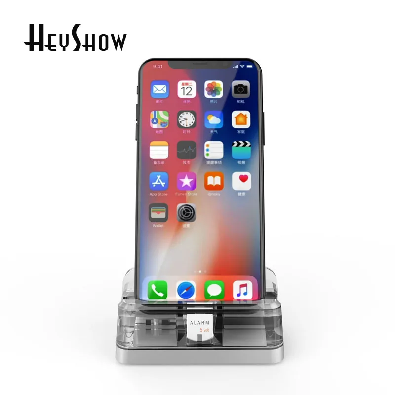 Mobile Phone Security Stand Acrylic Cellphone Anti Theft Alarm Holder Smartphone Burglar Alarm System For Apple Store