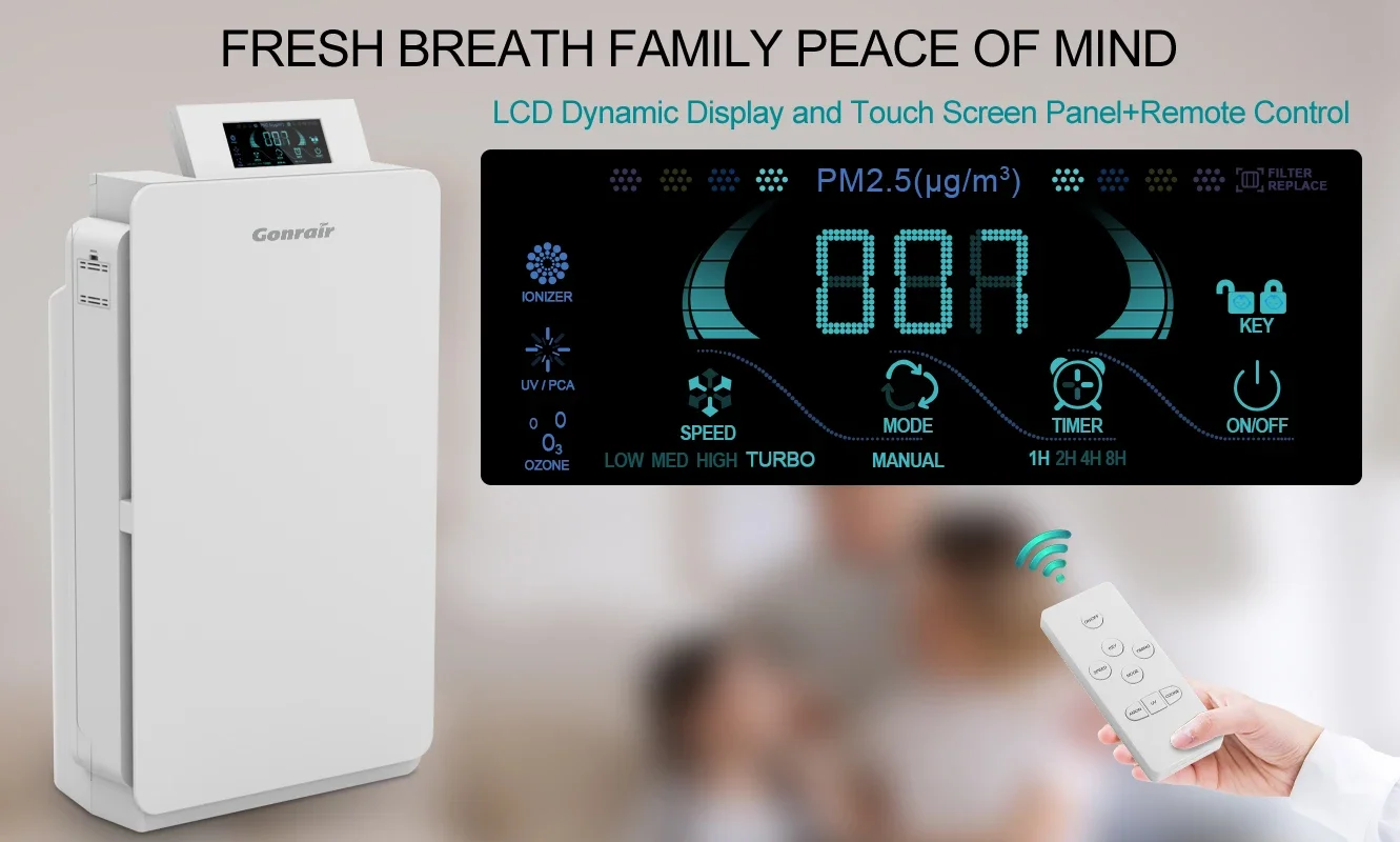 oem medical large commercial pet hair smoke negative ion household room smart  filter air cleaner home air purifier