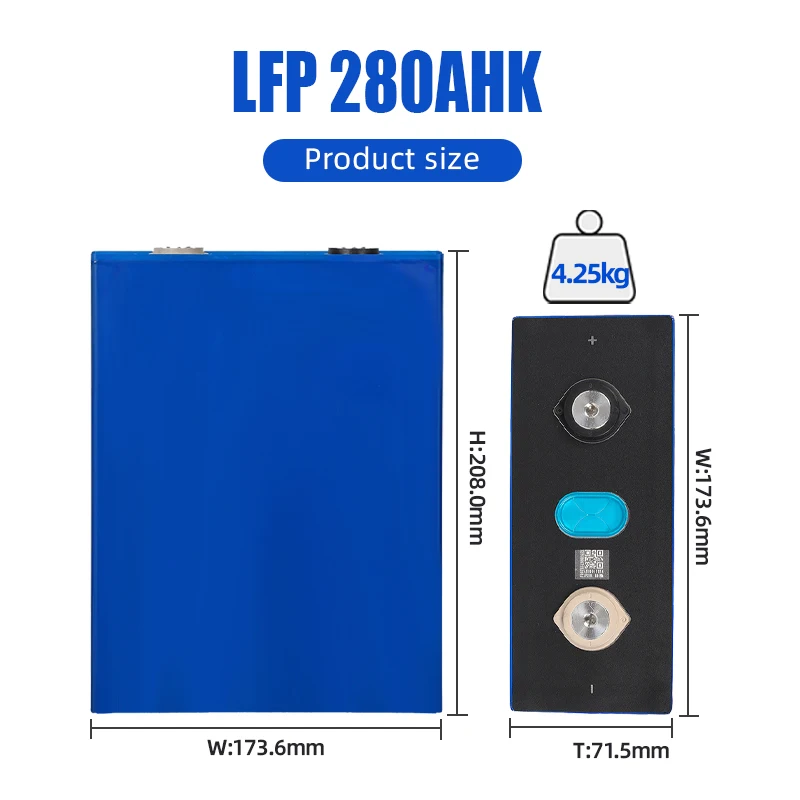 12V 280AH LiFePO4 Battery Pack Rechargeable Cell for Solar Energy Storage LFP Grade A 5KW 10KW 24V 48V Charge Voltage Electric