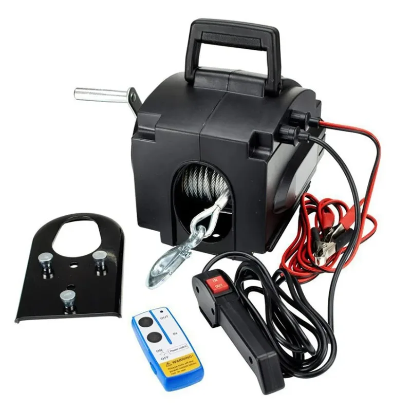 Electric Winch 3500lbs Portable Yacht Electric Trailer Winch Small Crane Tractor Portable Wireless Remote Control Power Winch