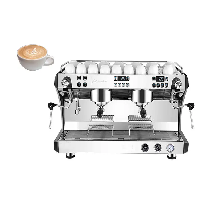 Automatic Double Head Commercial Stainless Steel Cappuccino Maker Espresso Coffee Machine