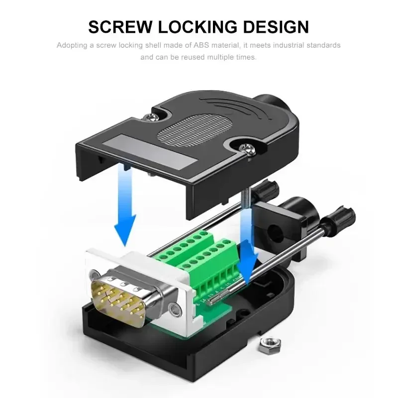 Thin style RS232 DB9/15/25/26/37 Breakout Connector Solderless 9/15Pin 25Pin 26/37Pin D-SUB Connectors 3+9 VGA Male Female Plug