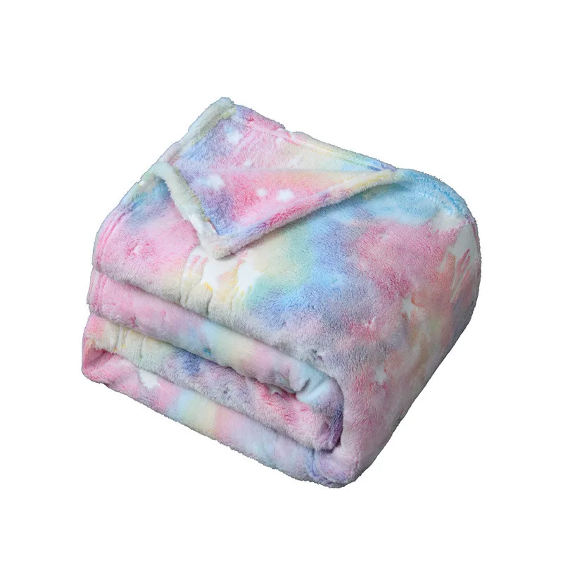 Unicorn Pattern Glow in the Dark Flannel Blanket,Long Hair Craft