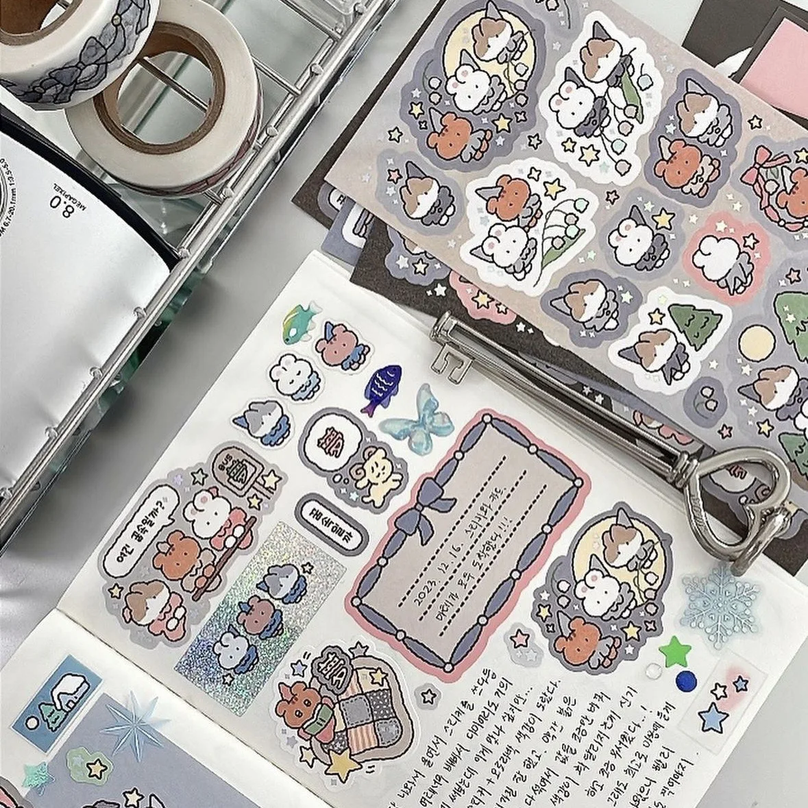 Cute Cartoon Graffiti Teddy Bear Rabbit Stickers Korea Handbook Diary Notebook Planner Scrapbook Diy Decorative Stickers