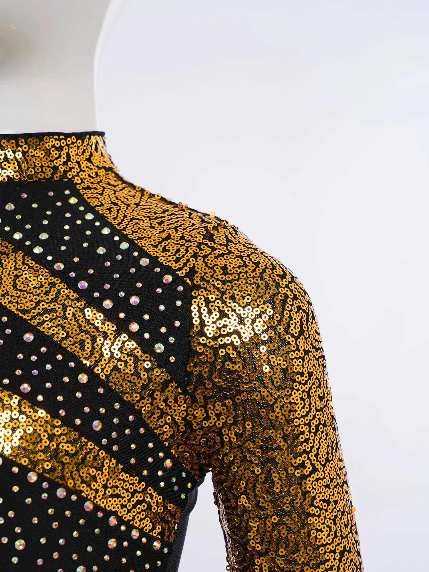 الفتيات ملابس رقص الجاز قطعتين مجموعة الترتر انقطاع الظهر اضغط على زر المحاصيل الأعلى تتدفق الشيفون واسعة الساق الجانب الشق الرقص السراويل #3