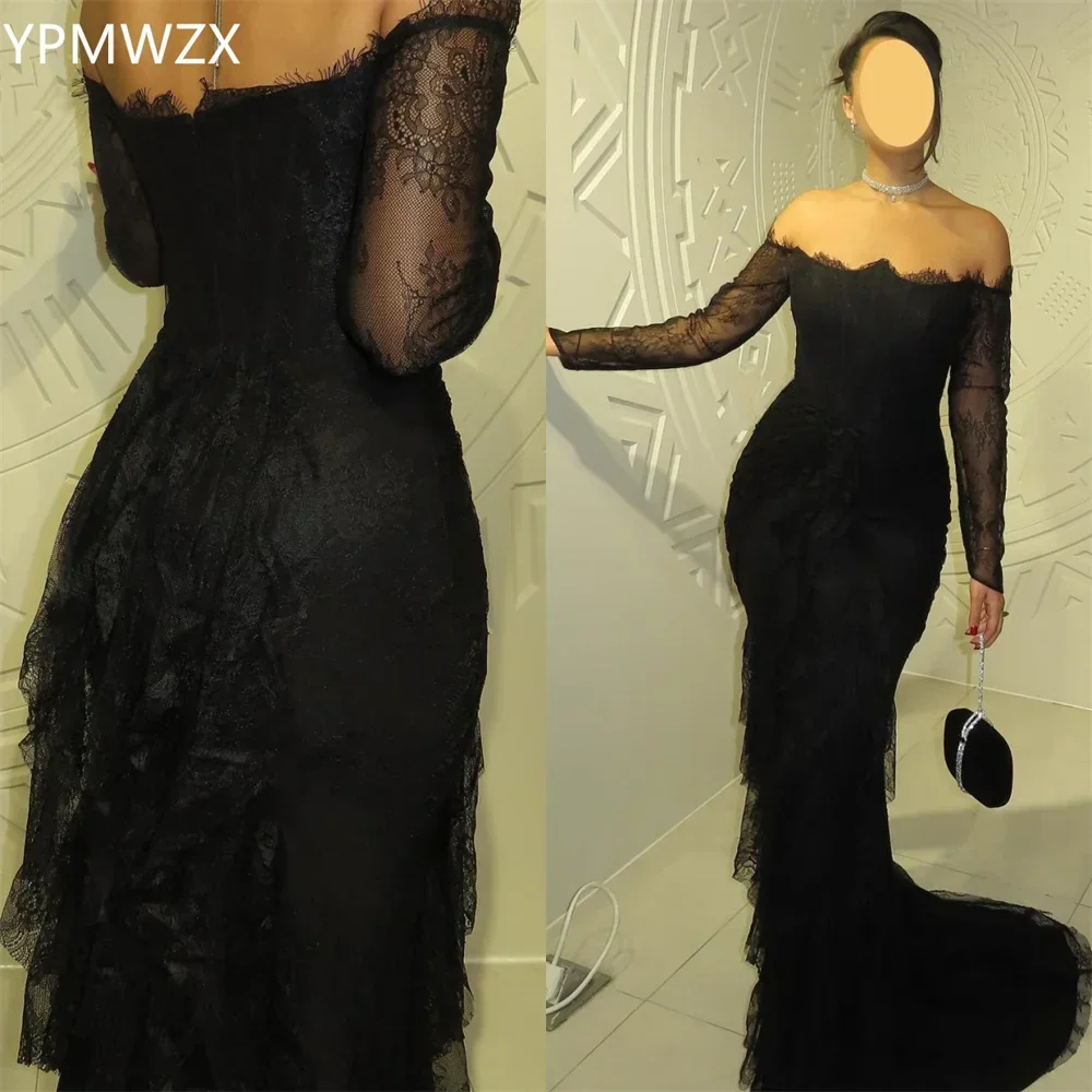 

Customized Prom Gown Formal Women YPMWZX Off-the-shoulder Mermaid Floor Length Skirts Lace Bespoke Occasion Dresses Evening Dres