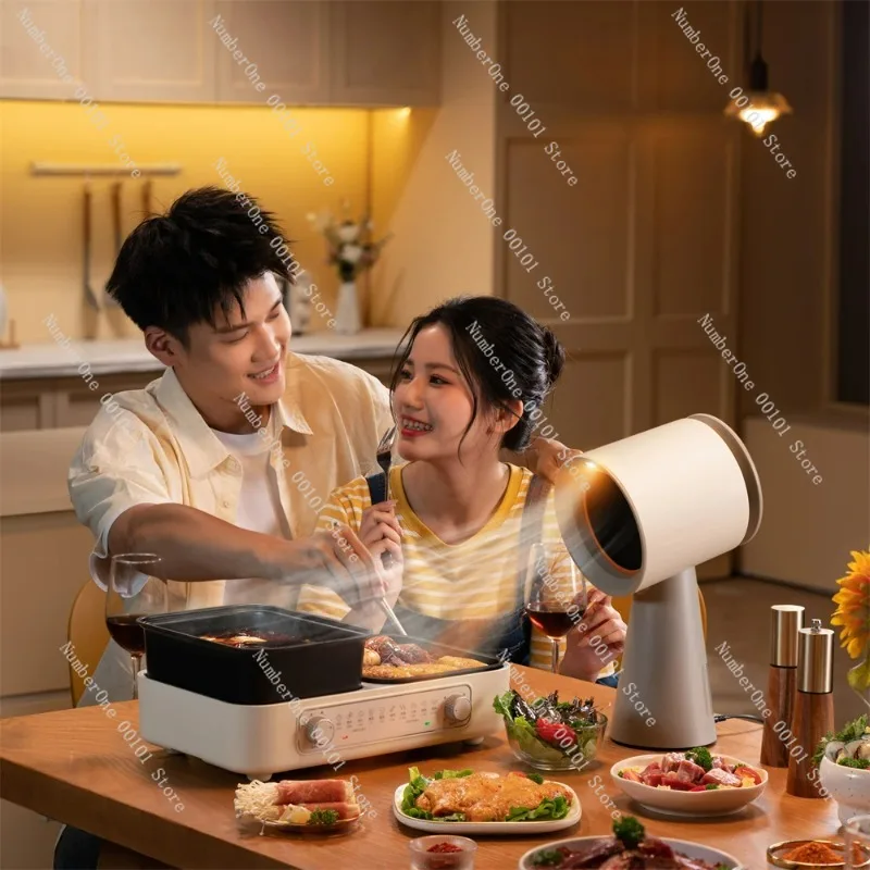 Portable Desktop Kitchen Range Hood, Cooking Oil Fume Purifier with Carbon Filter, Household Air Cleaner