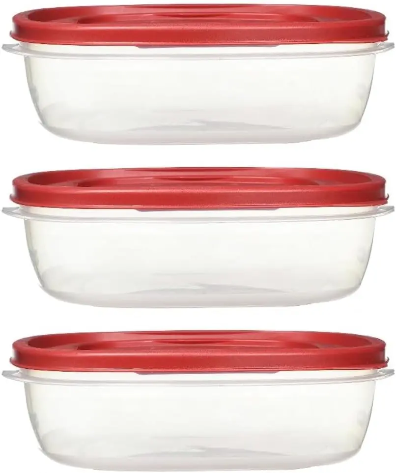 

Набор контейнеров для хранения продуктов Rubber Maid, 7 предметов: 3 контейнера, 3 крышки, легко найти крышки, 9-дюймовые контейнеры для хранения продуктов