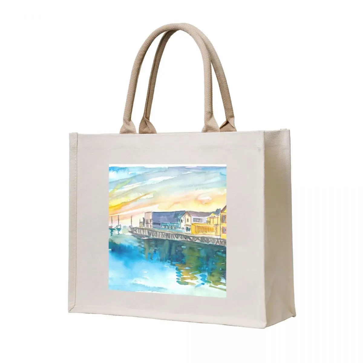 

Monterey Bay California Cannery Row Waterfront Tote Bag Shopping bags university shopper bag Canvas stote bag canvas tote