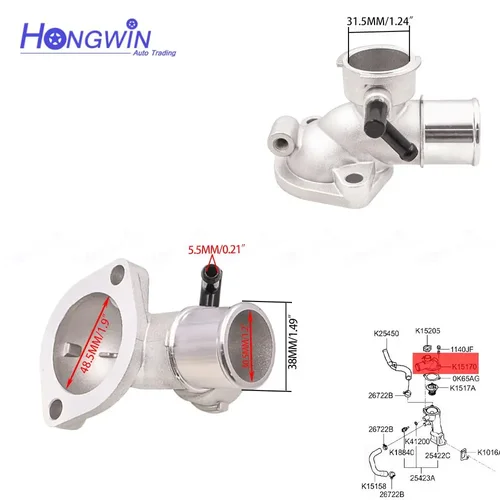 Imagen 2 del producto 255604X110 nueva pieza de automóvil carcasa y tapa del termostato del refrigerante 25560-4X110 para Hyundai Terracan 2001-2006