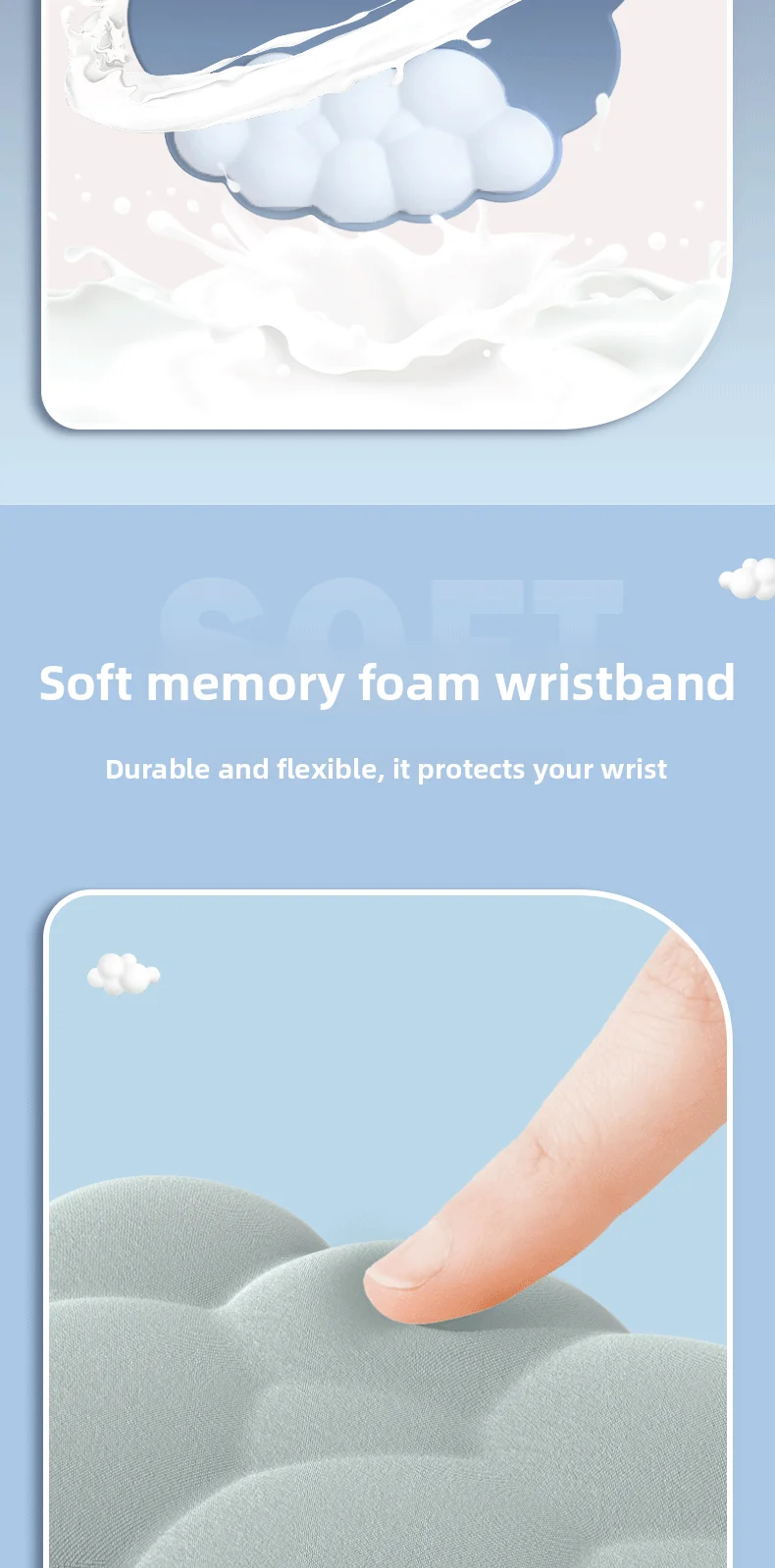 Gradient Cloud Handgelenkauflage aus Memory-Schaum Silikon-Schreibtischunterlage für Büro und Gaming 10 Farboptionen Einzelnes Tastatur-Set – Detail 4