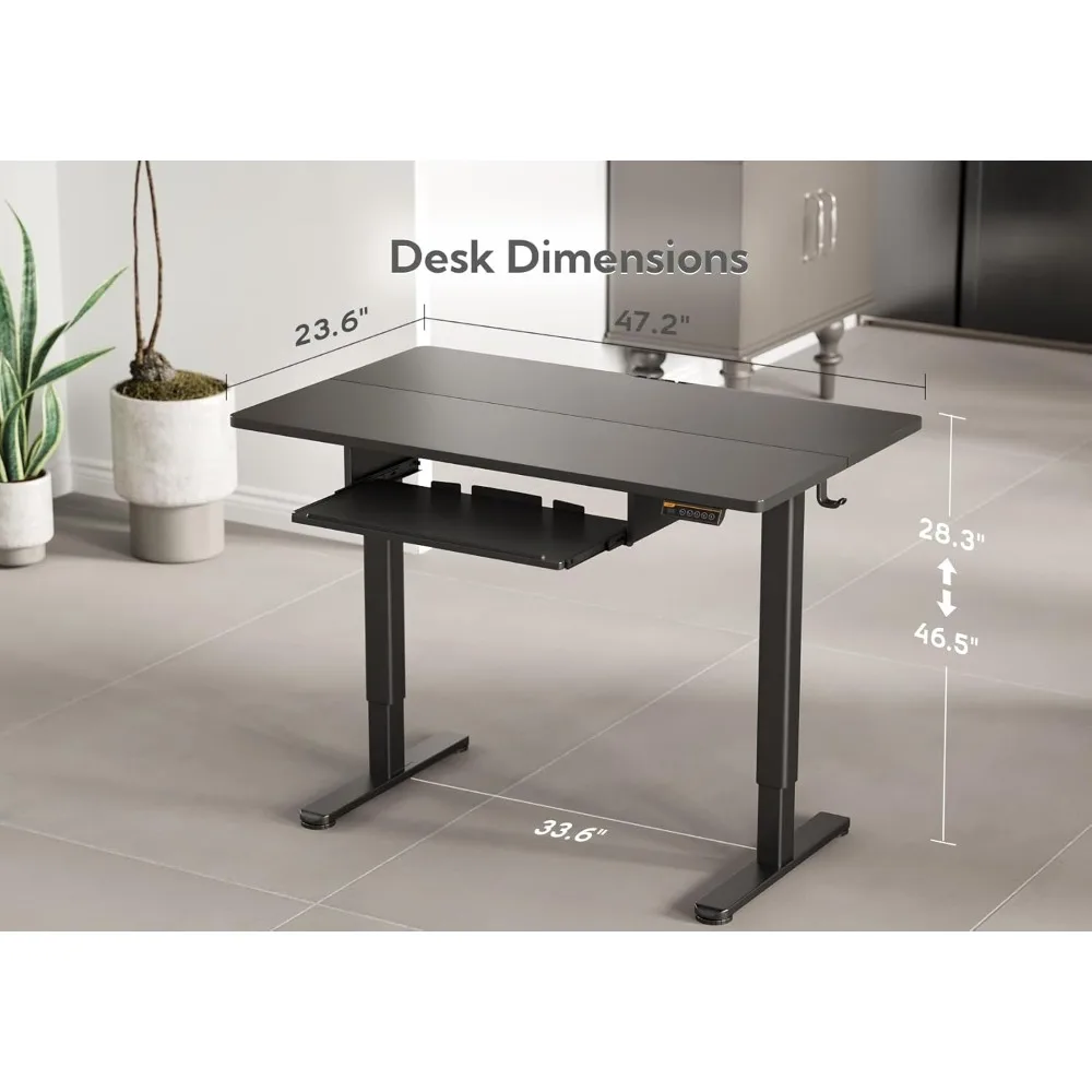 Keyboard Tray, Standing Desk Adjustable Height, Raising Desks for Home Office and Computer Workstation, 48 Inches, Black