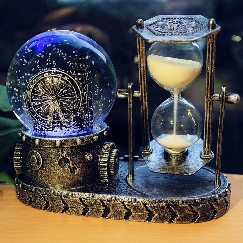 

‌Elegant Handmade Hourglass Timer,Musical Snow Globe LED Lights,Christmas Gift Desktop Decor,Anniversary Keepsake Collectible