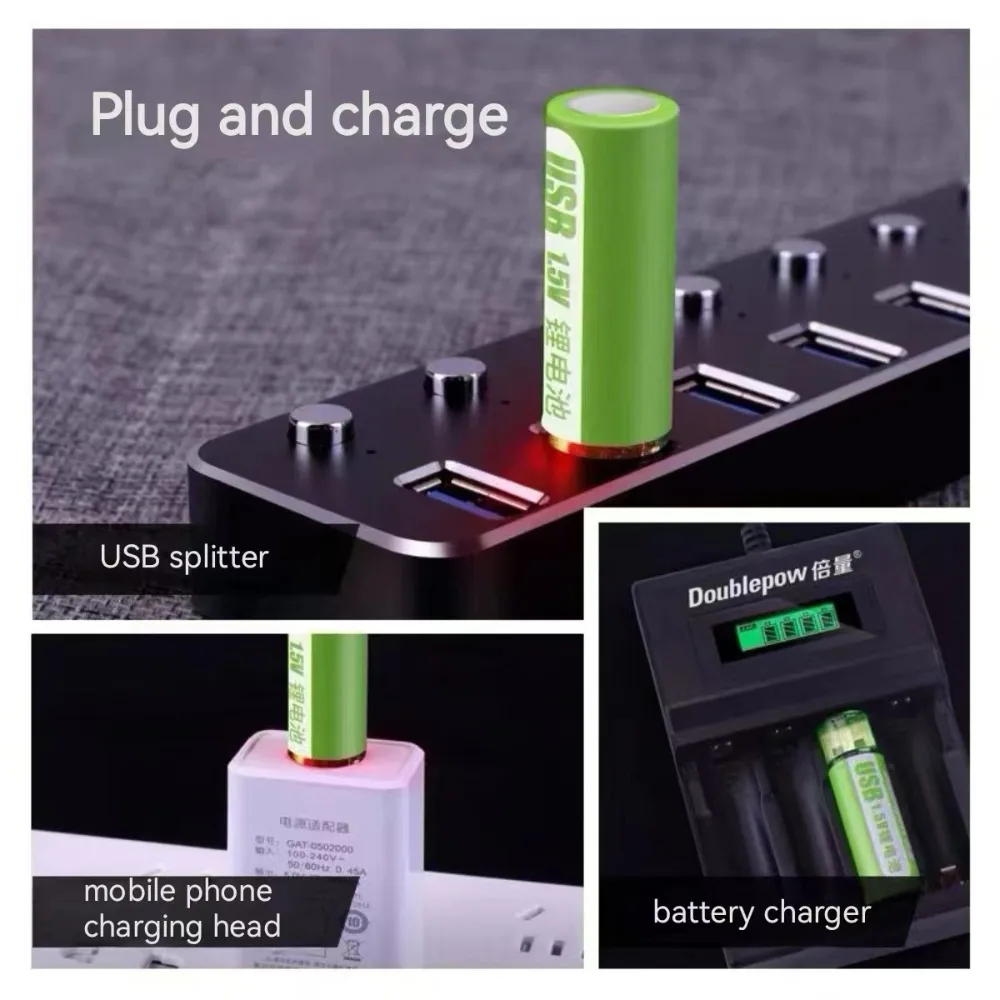 1.5V AA Rechargeable Battery 1400mWh Constant Voltage Fast Charge Battery USB Direct Plug Rechargeable