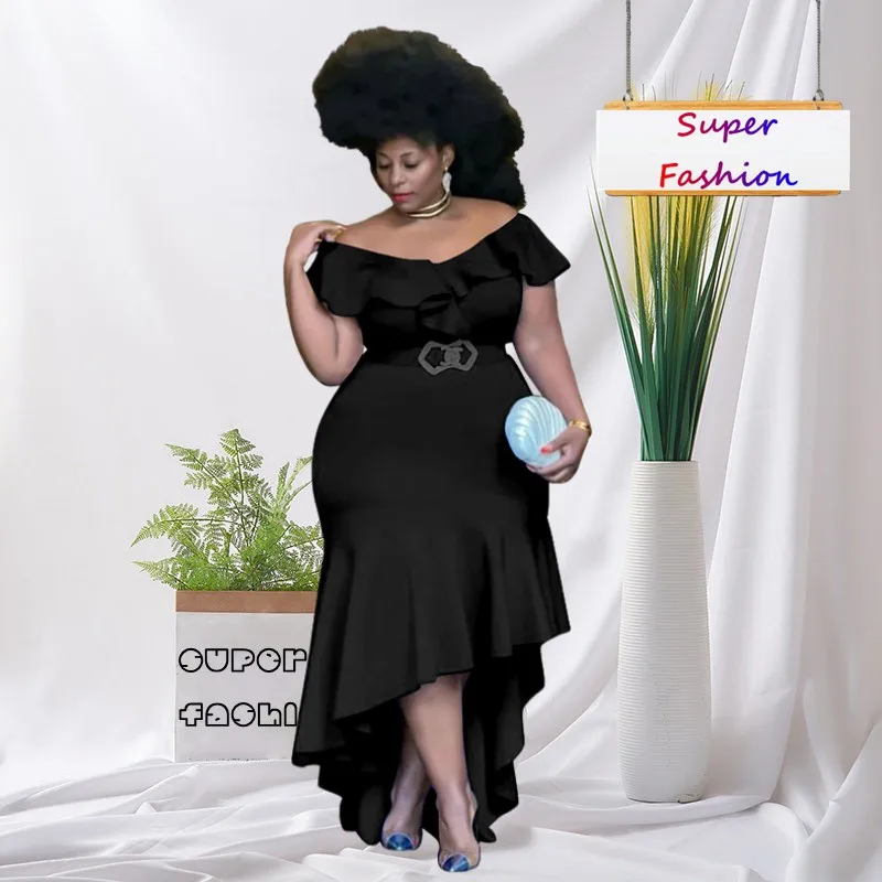 WSFEC XL-5XL robes grande taille femmes vêtements 2023 printemps été volants mode irrégulière élégante robe de soirée tenues féminines