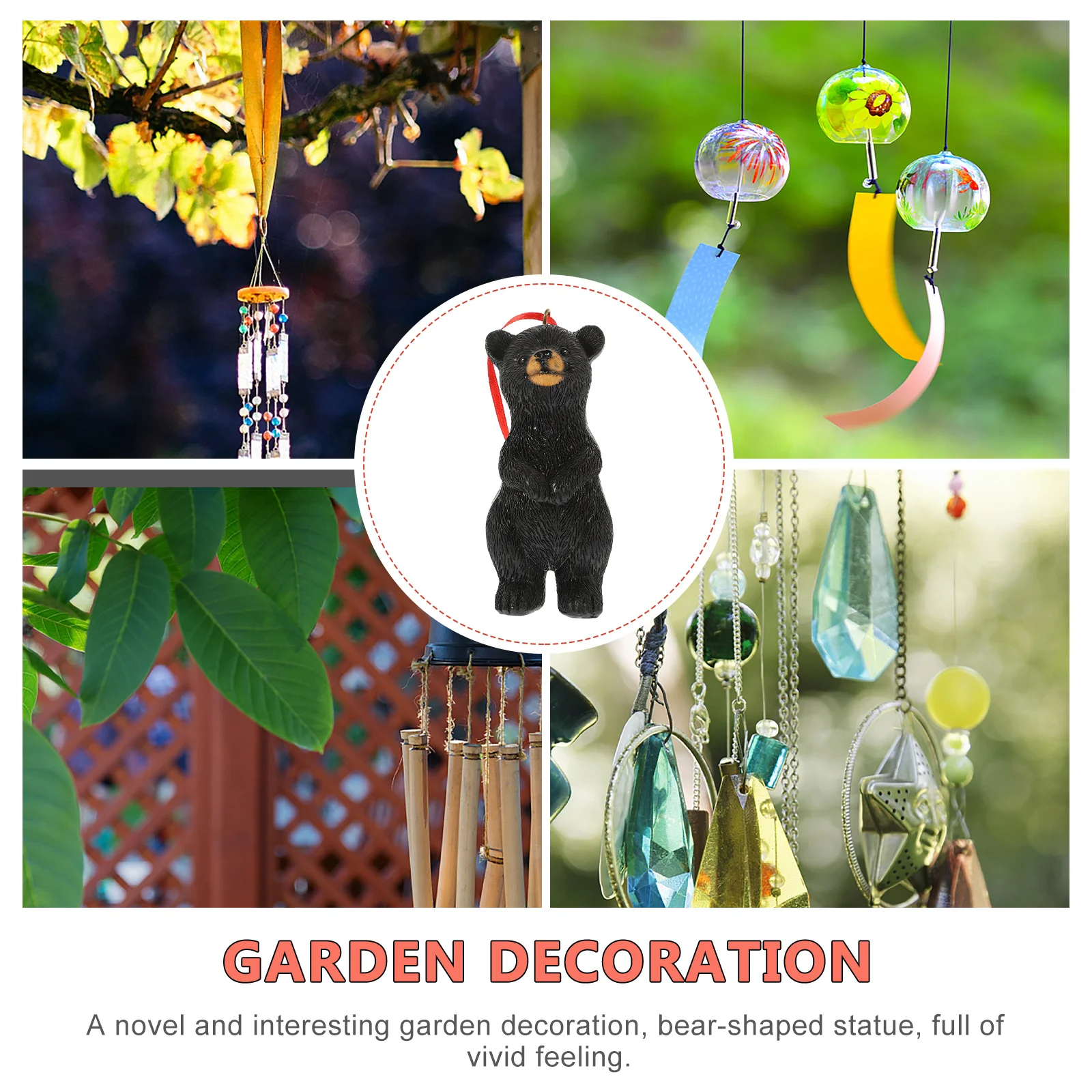 حديقة الدب زخرفة الراتنج ديكور معلق رائعتين في الهواء الطلق تمثال مقاوم للماء فناء ملحق لطيف الدب الشكل المشهد #3