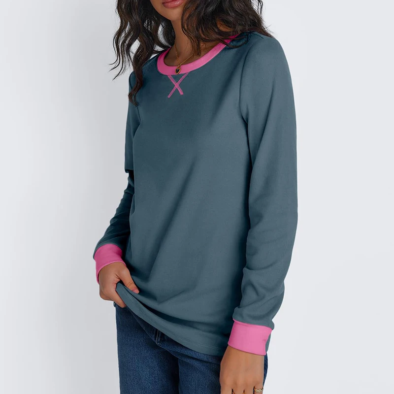 Cozy Comfortable Long Sleeve Pullover Tops For Women Fall Winter Casual Loose Fit Fashion Street Pullover Sweatshirt