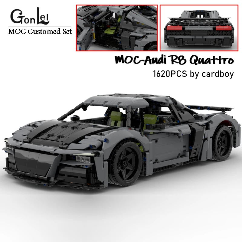 

NEW 1620Pcs Parts Technical AGQuattro R8 Quattro 4-wheel Drive MOC Building Blocks Sports Cars DIY Bricks Toys Gifts