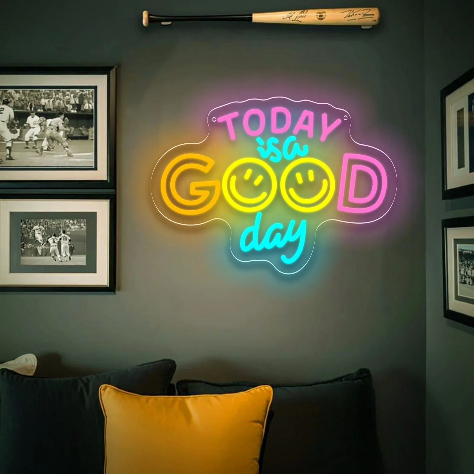 اليوم هو يوم جيد النيون USB عكس الضوء LED ضوء النيون تسجيل لشرب بار رجل كهف غرفة نوم فندق لعبة غرفة ديكور جدران الطرف #2