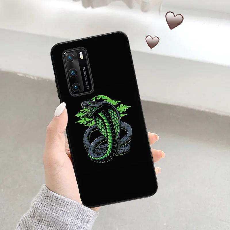 Matte Soft Phone Case for Honor X7b X8b X9b X6 X6a 90 70 Magic5 X8a X9 Snake Cobra Python Huawei P40 P30 P20 P Smart Black Cover