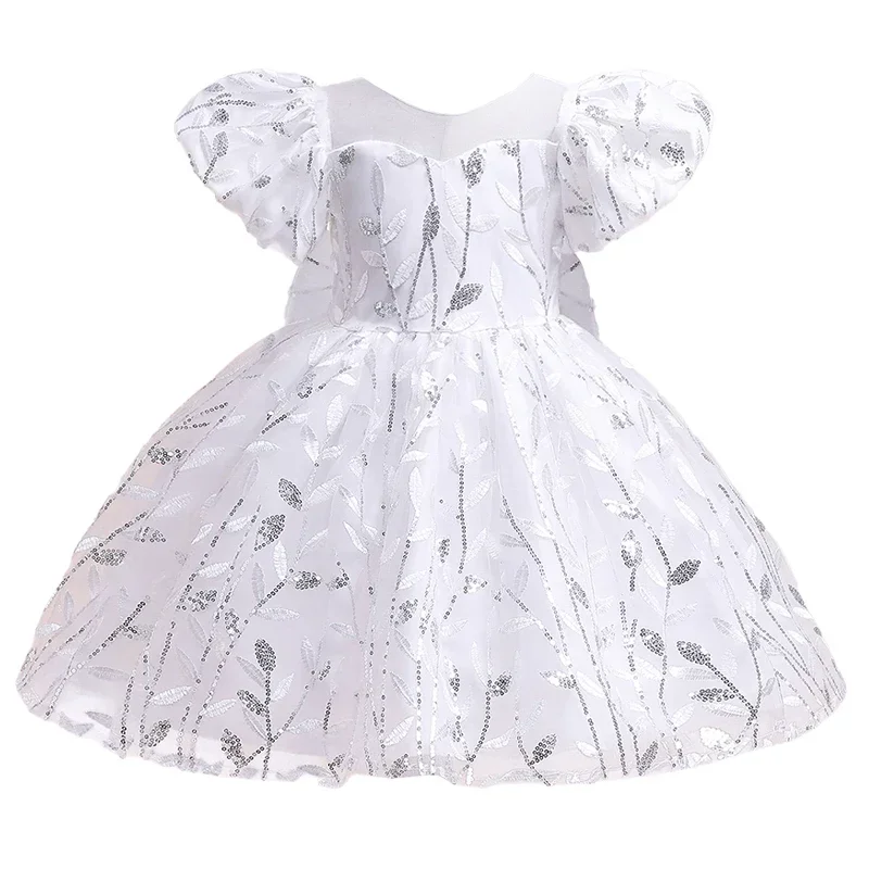 

Elegant Bow Flower Princess Dress Baby Girls' Dress Suitable for Wedding, Dance Parties and Summer Short Sleeved Formal Wear