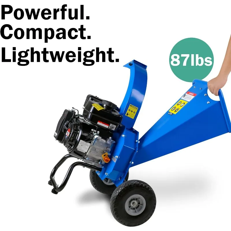 Mini Wood Chipper Shredder Mulcher Heavy Duty 7HP Compact Design 3" Inch Max Capacity