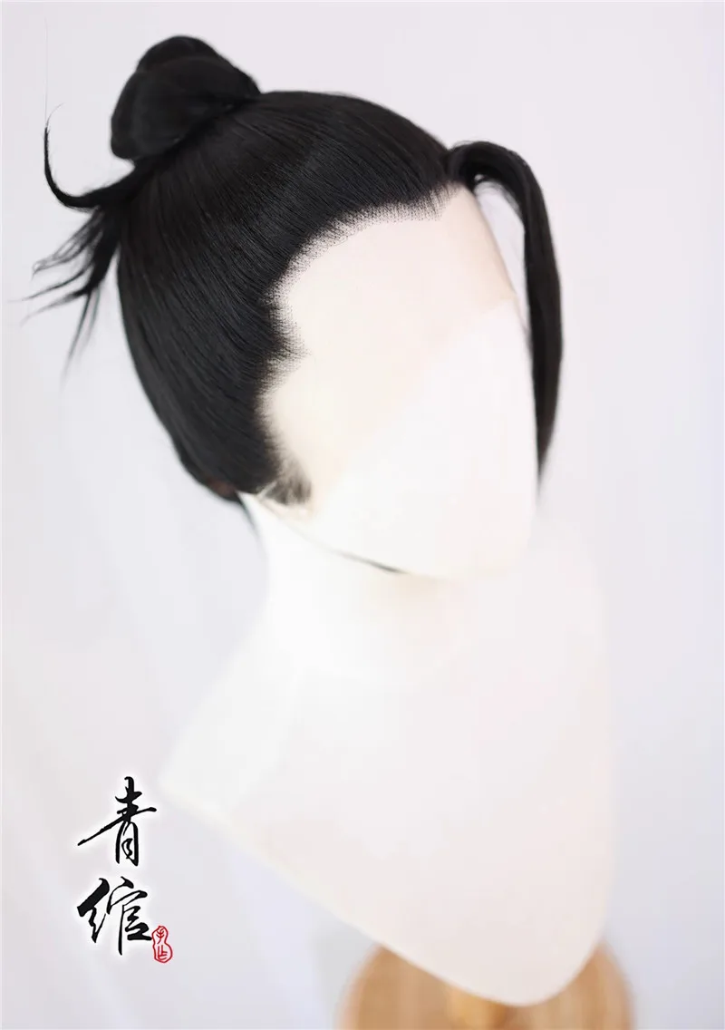 Styled Geto Suguru Cosplay Wigs Black Ancient Style Imitation Hand Hook COS Wig for Hanfu Halloween Party Performance Costume image 2