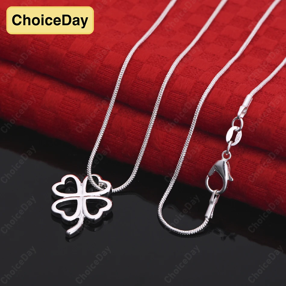 

ChoiceDay 925 Sterling Silver Exquisite Four Leaf Clover Pendant Necklace Women's Accessories Gift Party Wedding Jewelry