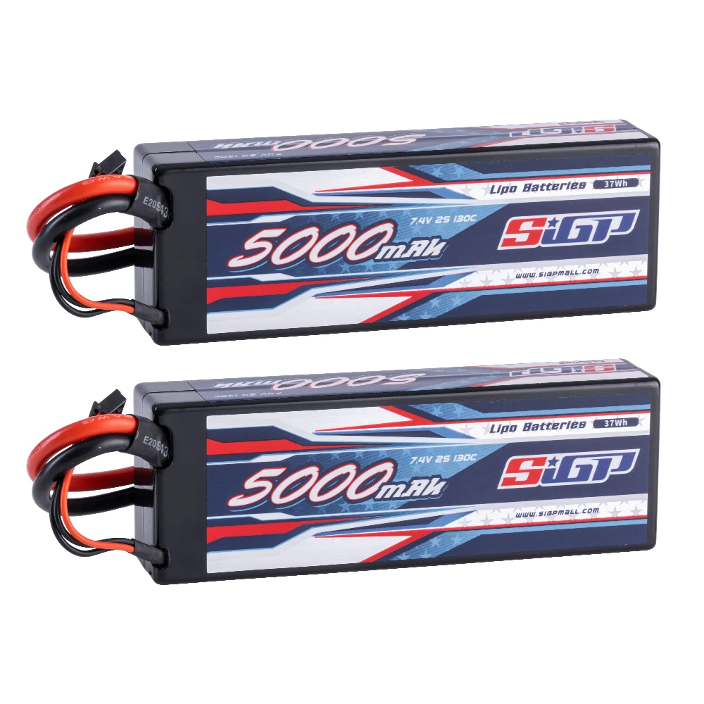 SIGP 2S Lipo Batteria per 5000mAh 7.4V 130C Custodia rigida con Deans T Plug RC Auto Camion Barca Veicoli Carro Armato RC Buggy Racing 2 pezzi