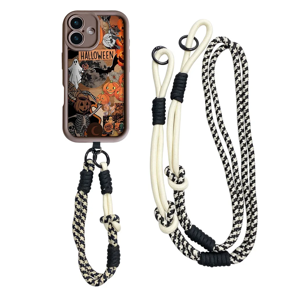 Cxd5 할로윈 롱 로프 커버 레드미 노트 14 14s 13 12 11 10 9 8 7 프로 플러스 13C 12C 14C 9C 10C 크로스바디 랜야드 폰 케이스