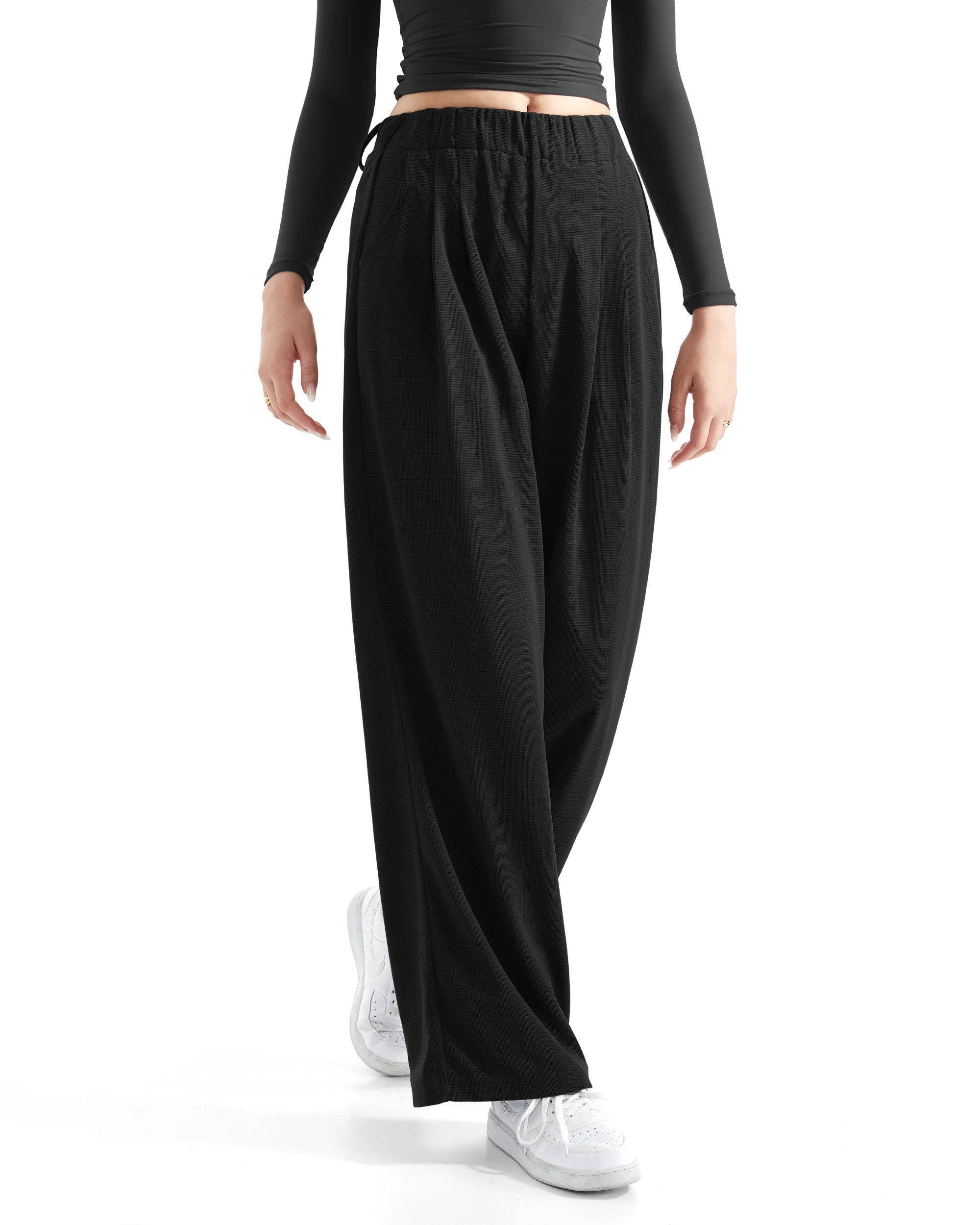 Elegant Straight Pants Solid Size High - Image 2
